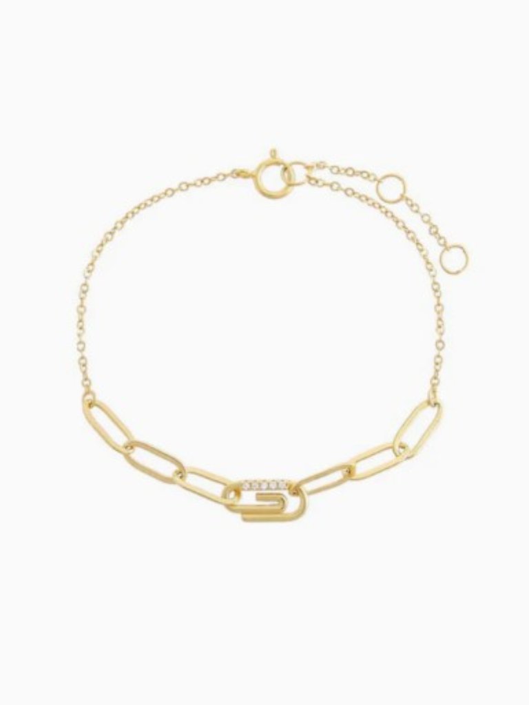 Adina Eden Pav Safety Pin Paperclip Bracelet In Gold